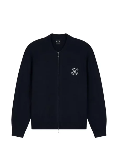 Pulover Armani Exchange cu broderie albastru