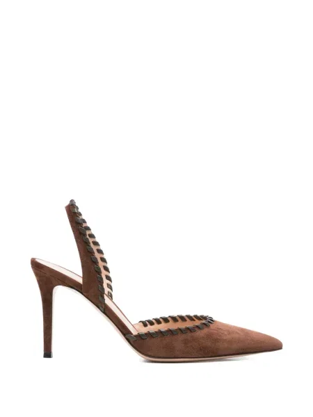 Pantofi cu toc Gianvito Rossi din piele țesuți maro