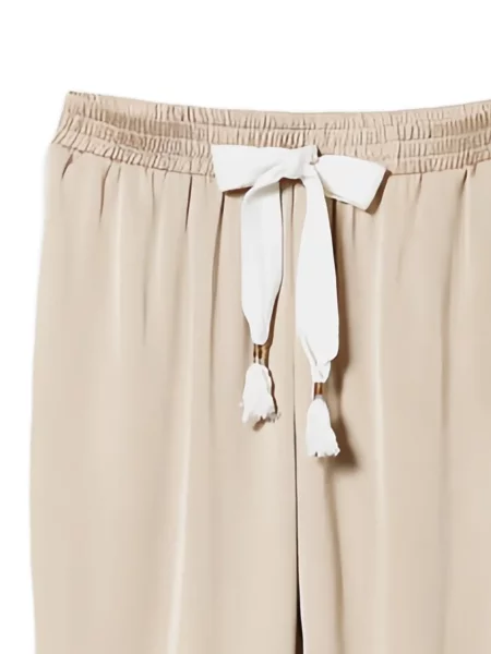 Pantaloni Twinset din satin alergare cu cordon