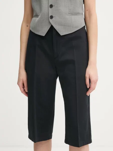 Kratke hlače iz mešanice lana Filippa K črna