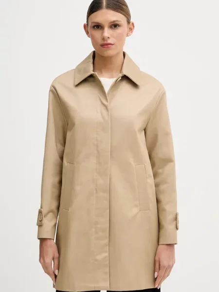 United Colors of Benetton płaszcz z bawełną beżowy
