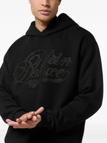 Hanorac cu glugă Philipp Plein de cristal negru