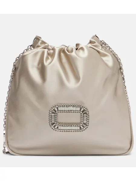 Satenast torbica Roger Vivier siva