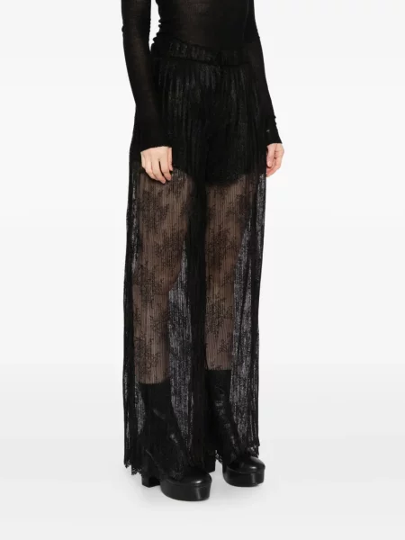 Pantaloni Quetsche plisate din dantelă negru