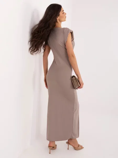 Rochie de seară Rue Paris fără mâneci maro