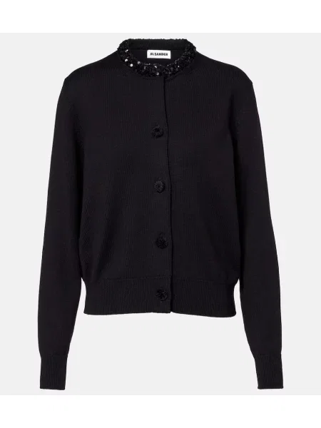 Cardigan Jil Sander de lână negru
