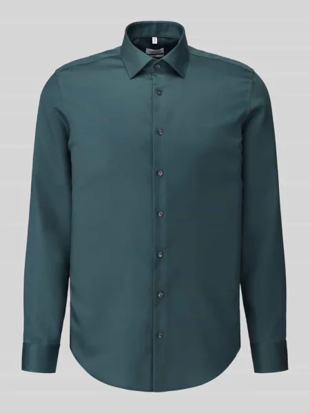 Koszula biznesowa o kroju slim fit z czystej bawełny model New Kent' Seidensticker zielona