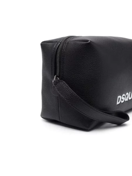Geantă Dsquared2 din piele cu imagine negru