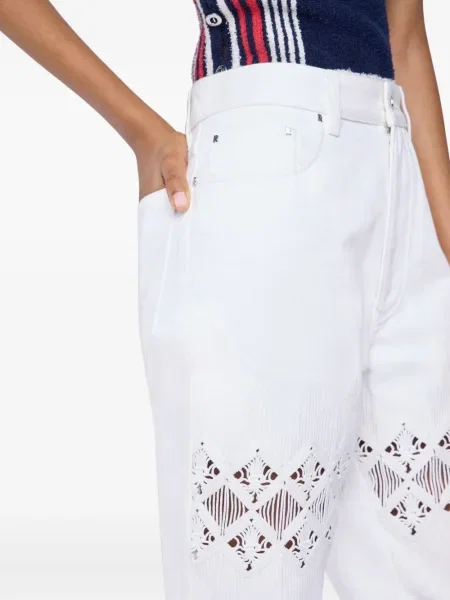 Pantaloni Rabanne cu broderie alb