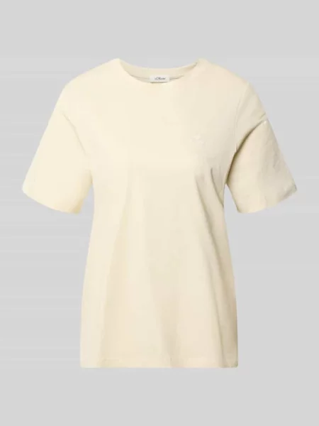 T-shirt o kroju regular fit z czystej bawełny S.oliver Red Label beżowa