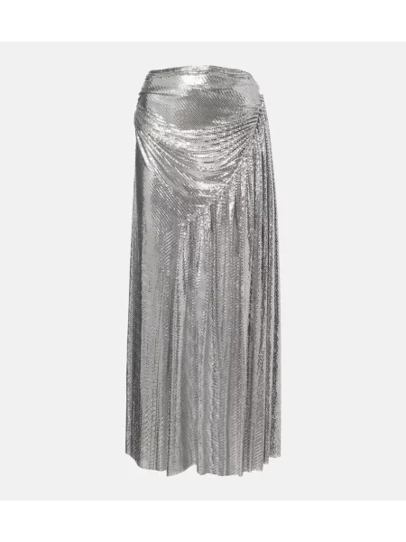 Fusta maxi Rabanne drapată argintiu