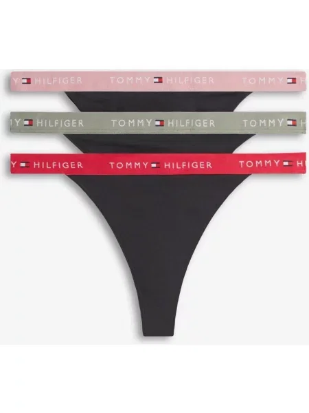 Stringi Tommy Hilfiger różowy zielony 3 sztuki XS czarny