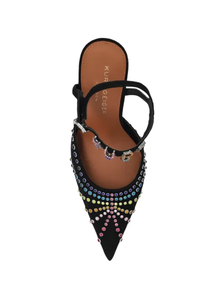 Pantofi cu toc Kurt Geiger London din piele de căprioară de cristal negru