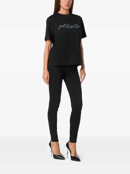 Tricou Philipp Plein din jerseu negru
