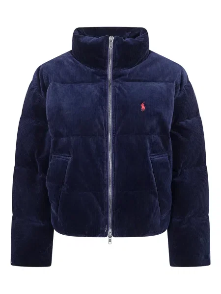 Geacă cu puf Polo Ralph Lauren de catifea cord albastru