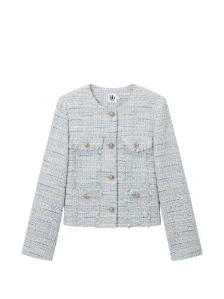 Geacă B+ab cu franjuri din tweed albastru