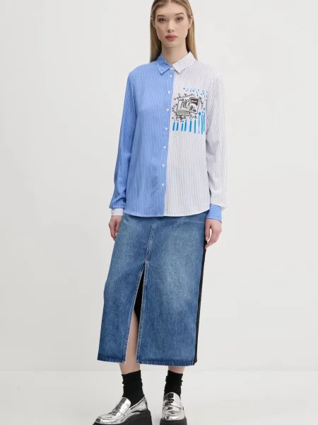 Desigual spódnica CERVANTES midi prosta niebieski