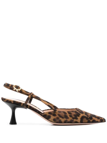 Pantofi cu toc Gianvito Rossi cu imagine cu model leopard slingback maro
