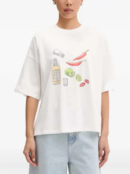 Tricou Never Fully Dressed cu imagine alb