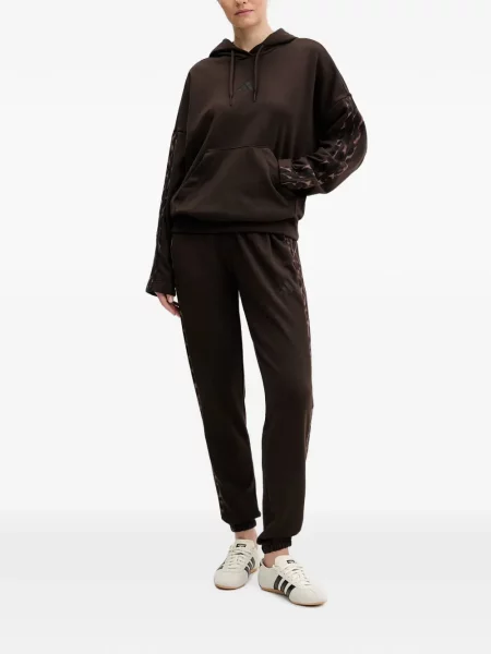 Hanorac cu glugă Adidas cu dungi cu broderie cu cordon negru