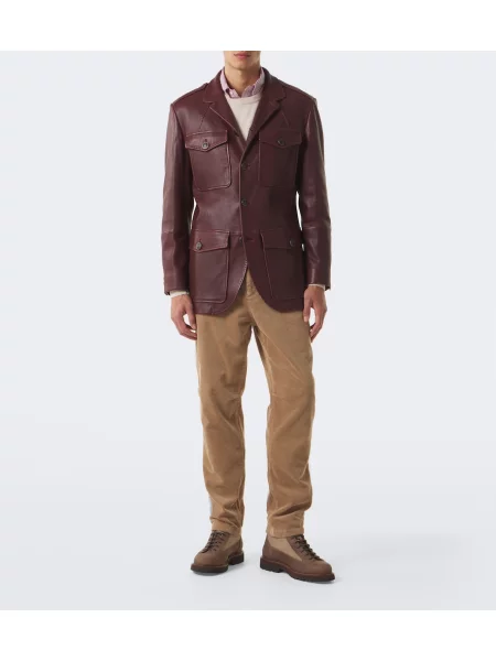 Pantaloni Brunello Cucinelli de catifea cord bej