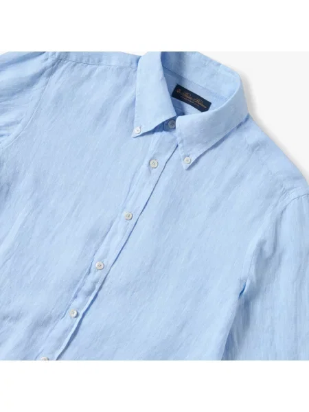 Lniana koszula Brooks Brothers casual niebieska