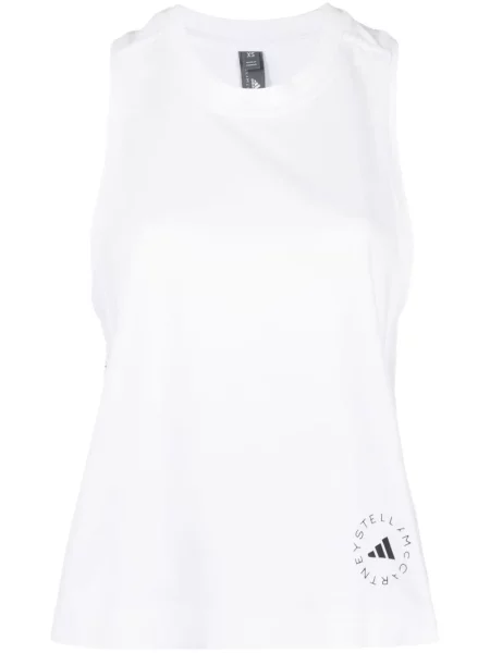 Top Adidas By Stella Mccartney cu imagine alergare alb