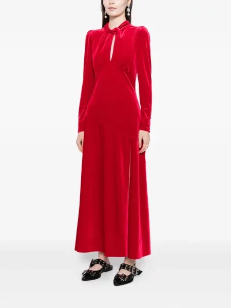 Maxi rochie maxi Ganni de catifea de costum roșu