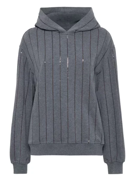 Bluza z kapturem Brunello Cucinelli z cekinami szara