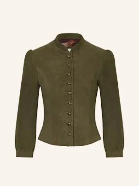 Meindl Kurtka Skórzana W Stylu Ludowym Daria Z Rękawami gruen khaki