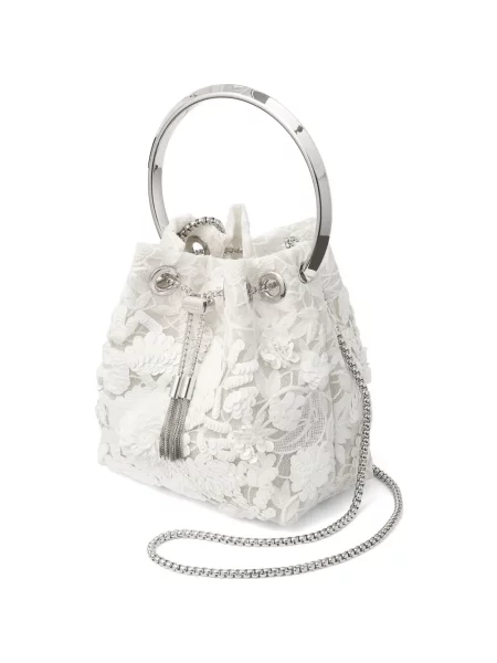 Geantă Jimmy Choo cu paiete alb