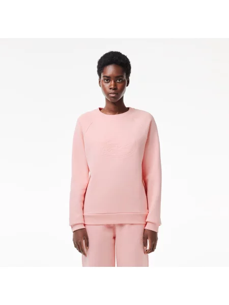 Lacoste Bluza Z Okrągłym Dekoltem Z Nadrukiem różowa