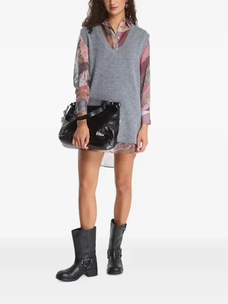 Rochie mini Desigual cu decolteu în V gri