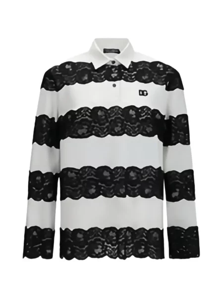 Tricou polo Dolce & Gabbana cu dungi alb