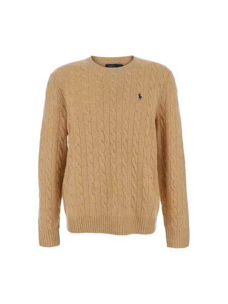 Sweter z dzianiny o kroju regular fit z mieszanki wełny i kaszmiru Ralph Lauren beżowy
