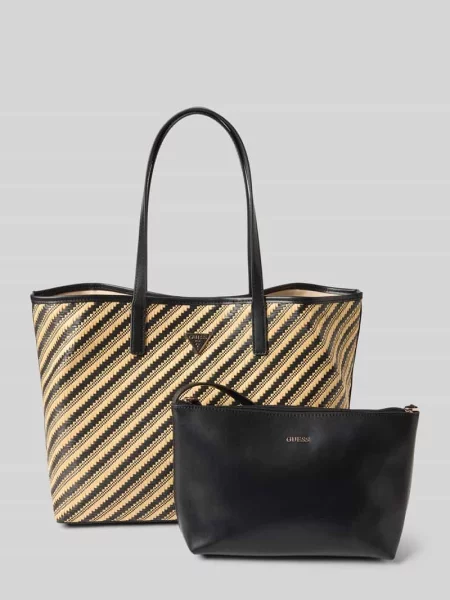 Torba shopper 2 w 1 z aplikacją z logo model ‘VIKKY II’ Guess czarna