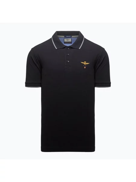 Tricou polo pentru bărbați Aeronautica Militare Polo jet black negru