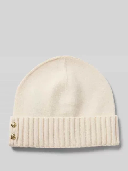 Czapka beanie z detalem z logo Lauren Ralph Lauren beżowa