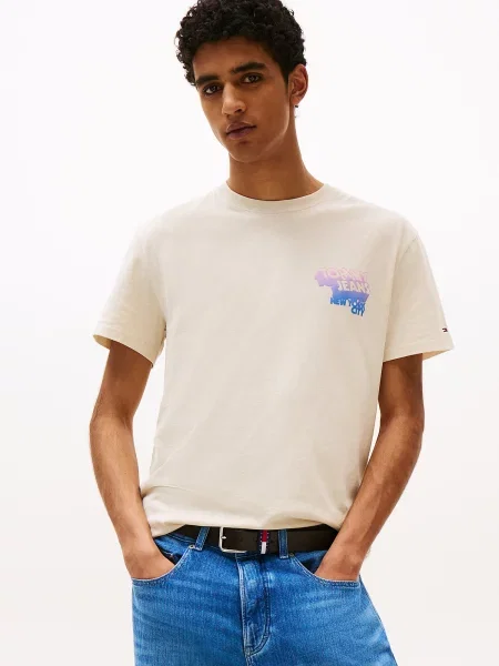 Tommy Jeans Tricou crem / deschis / roz albastru