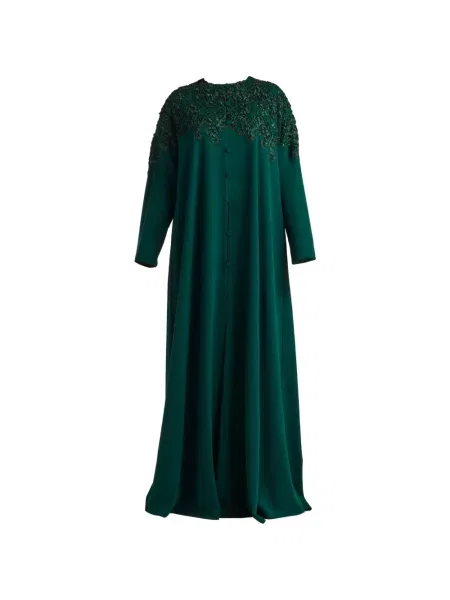 Rochie Tadashi Shoji cu model floral cu aplicații de costum verde