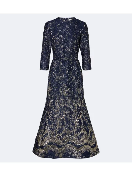Cu centură rochie de cocktail Simkhai din jacard albastru