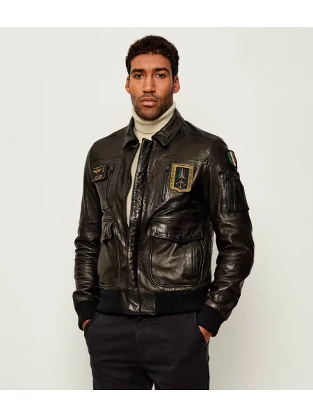 Aeronautica Militare Geacă de piele negru
