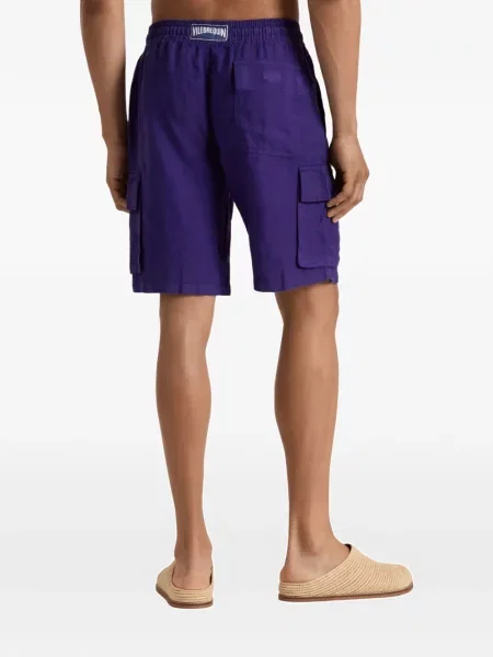 Lněné bermudy Vilebrequin fialové