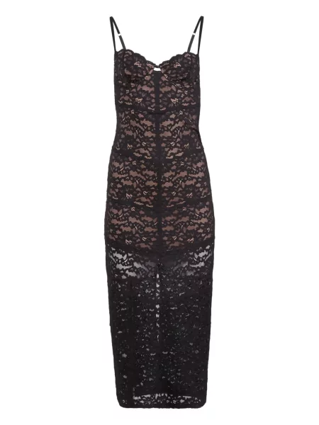 Rochie midi Fleur Du Mal din dantelă până la genunchi de costum negru