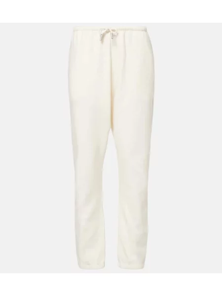 Pantaloni de trening The Row din cașmir alb
