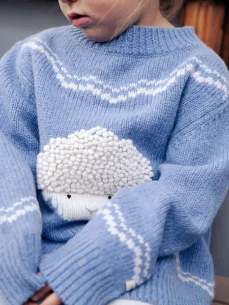 Donsje sveter dojčenský z meríno vlny Selwyn Merino Wool Sweater Lammy modrá