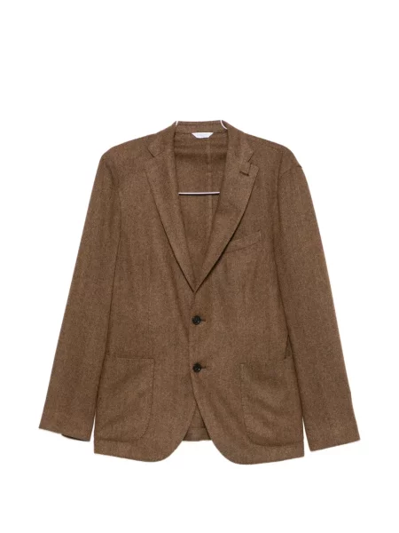 Sacou Boglioli de lână cu model herringbone maro