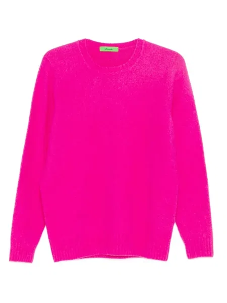 Pulover Drumohr cu decolteu rotund roz