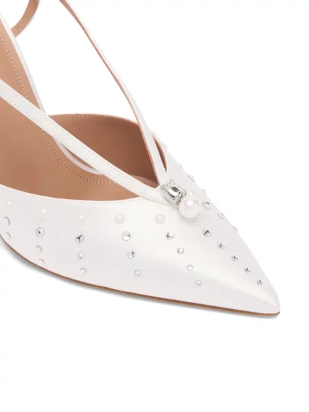 Полуотворени обувки Malone Souliers с перли бяло