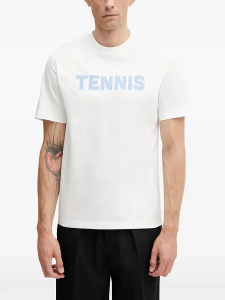 Scurt tricou Lacoste cu decolteu rotund alb